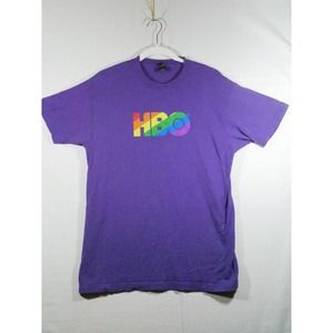 HBO Rainbow Logo Purple Short Sleeve T-Shirt Large